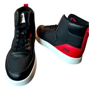 ATOMS NYC M251, Unisex Black & Red High Top Sneaker, Size 13W, 11.5M